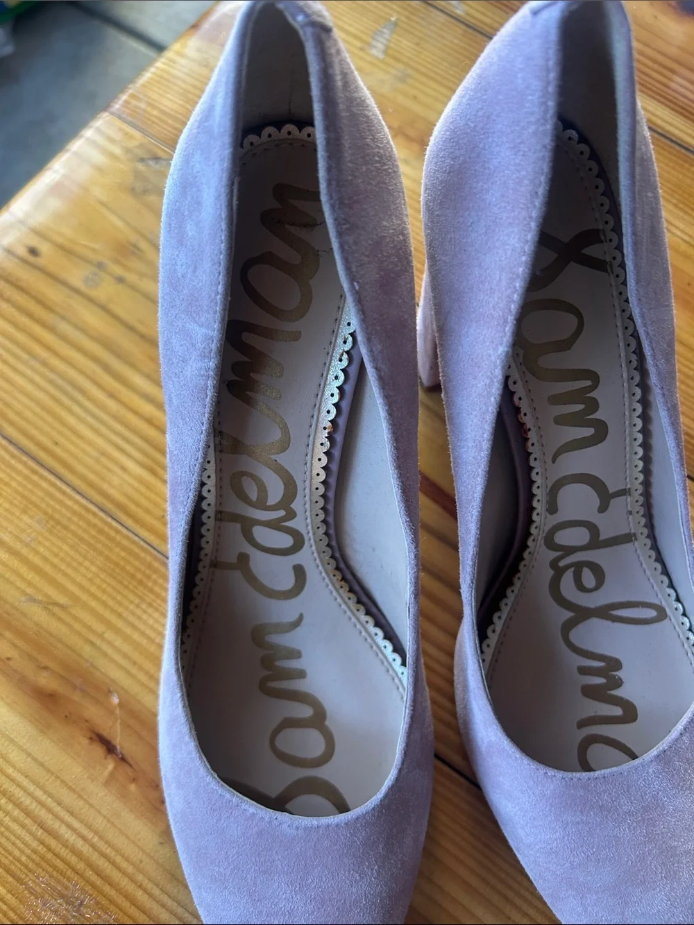 Sam Edelman Lavender Suede Round-Toe Pumps
